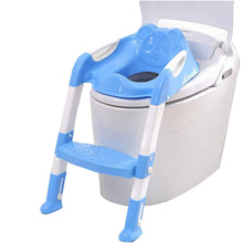 Load image into Gallery viewer, Babies-&-Mamas -Toilet-Training-Potty-Seat-with-Steps-and-Handles-Blue-2