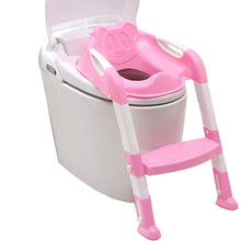 Load image into Gallery viewer, Babies-&-Mamas -Toilet-Training-Potty-Seat-with-Steps-and-Handles-Pink-2