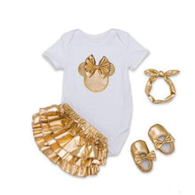 Load image into Gallery viewer, Baby Golden Clothes & Shoes Set - Bow On Shirt