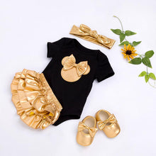 Load image into Gallery viewer, Baby Golden Clothes & Shoes Set - Bow On Shirt