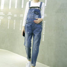 Load image into Gallery viewer, Denim Jeans Ripped Maternity Overall