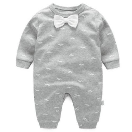 Grey w/ white bow-tie romper