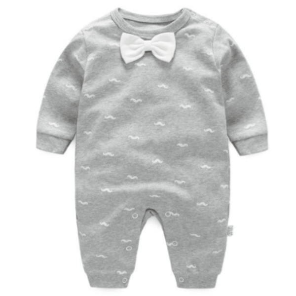 Grey w/ white bow-tie romper