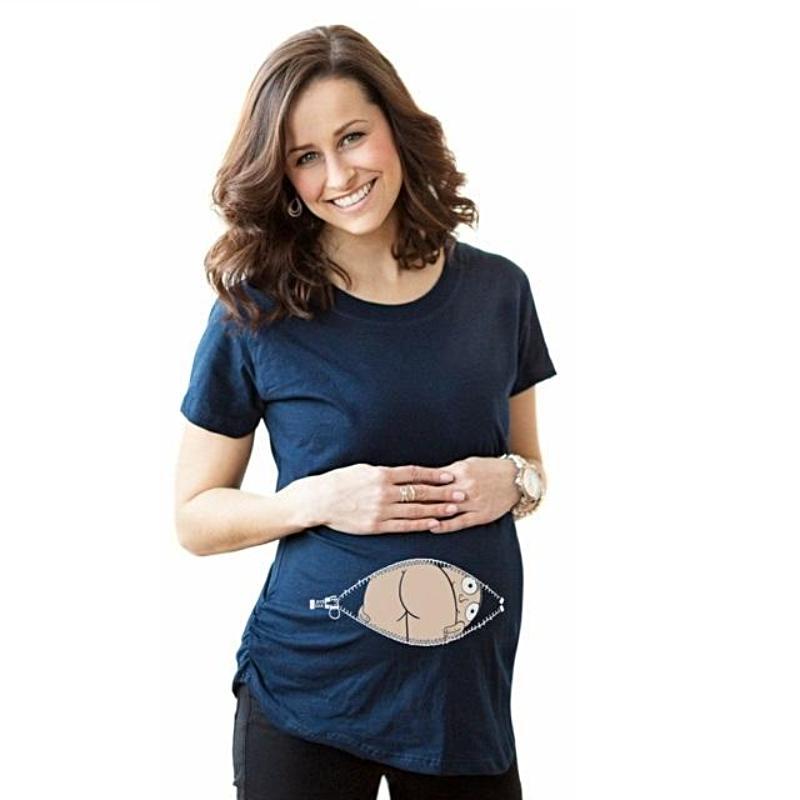 Funny Baby Print Maternity Short Sleeve T Shirt
