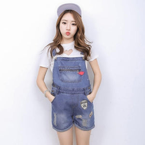 Pregnant Women Washed Short Jeans Jumpsuit